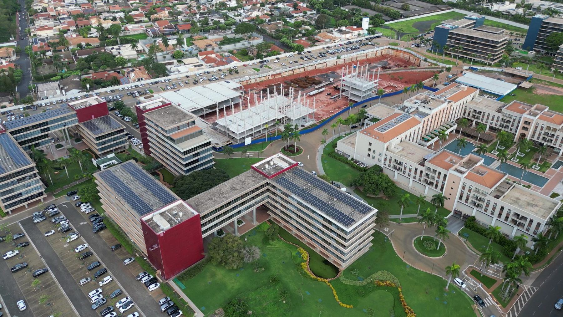 Vista aérea da obra do Setor América entre os setores já entregues
